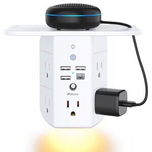 9 in 1 Mifaso White Power Strip with USB Ports and plugs
